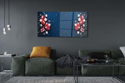 Quadro de vidro Presentes enfeites de neve