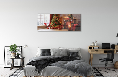 Quadro de vidro Árvores de Natal, presentes, decorações, lareira
