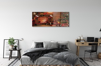 Pintura em vidro Árvores de Natal, presentes, decorações, lareira
