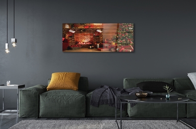 Pintura em vidro Árvores de Natal, presentes, decorações, lareira