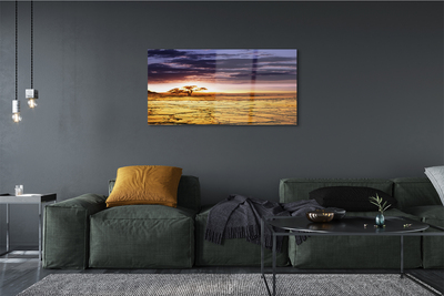 Pintura em vidro Nuvens árvores céu