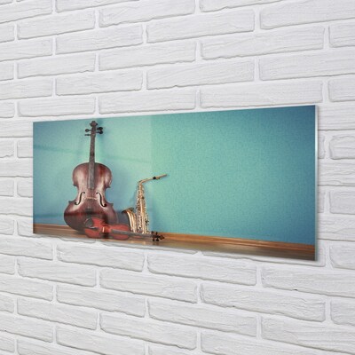 Pintura em vidro trompete violino