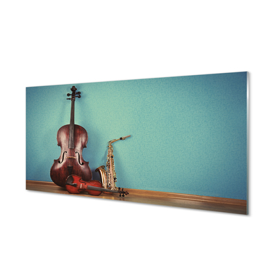 Pintura em vidro trompete violino