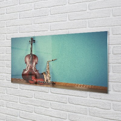 Pintura em vidro trompete violino