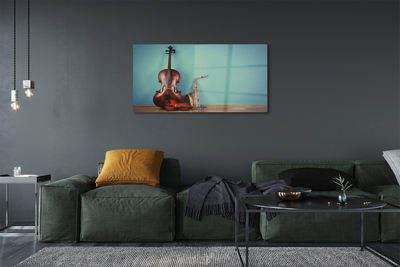 Pintura em vidro trompete violino