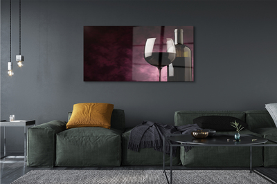 Pintura em vidro Uma garrafa de fina e um copo