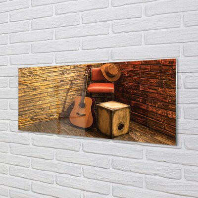 Quadro de vidro Cadeira de chapéu de guitarra
