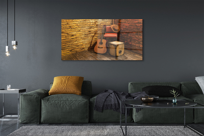 Quadro de vidro Cadeira de chapéu de guitarra