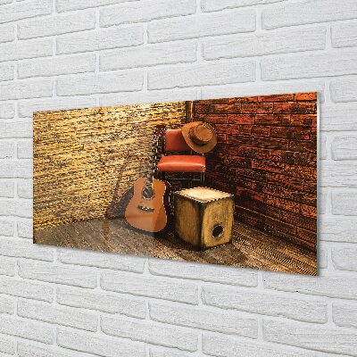 Quadro de vidro Cadeira de chapéu de guitarra