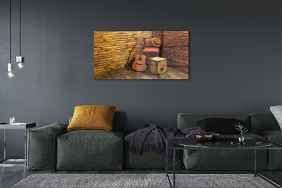 Quadro de vidro Cadeira de chapéu de guitarra
