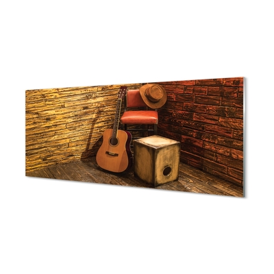 Quadro de vidro Cadeira de chapéu de guitarra