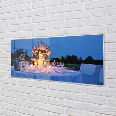 Pintura em vidro Rosas de jantar, vinho, tulipas