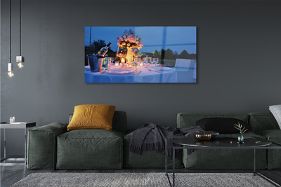 Pintura em vidro Rosas de jantar, vinho, tulipas