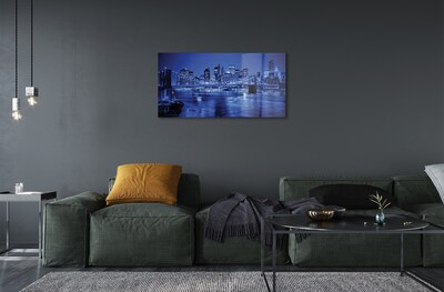 Quadro de vidro Panorama ponte arranha-céus rio