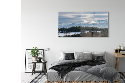 Quadro de vidro Montanhas neve de inverno