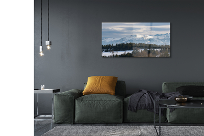 Quadro de vidro Montanhas neve de inverno