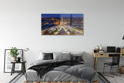 Quadro de vidro Panorama da igreja noturna de Cracóvia