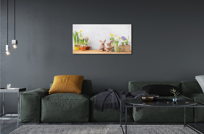 Pintura em vidro Coelhos de flores