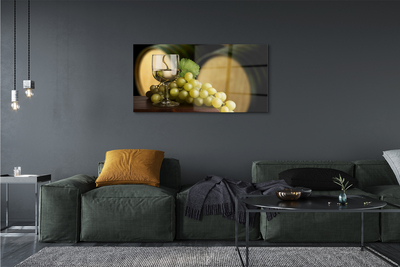 Quadro de vidro Um copo de uva em barril
