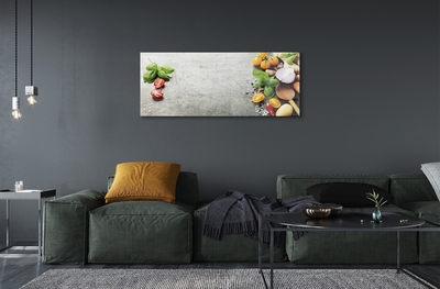 Quadro de vidro Pimenta, sal, cebola roxa