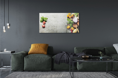 Quadro de vidro Pimenta, sal, cebola roxa