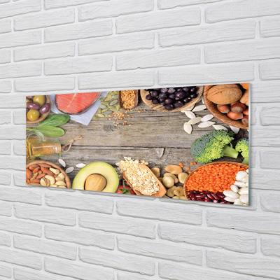 Quadro de vidro Feijão brócolis abacate nozes