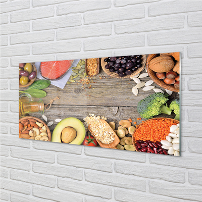 Quadro de vidro Feijão brócolis abacate nozes