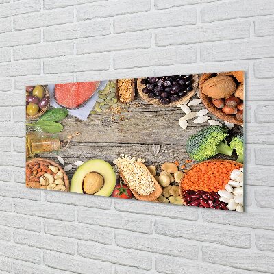 Quadro de vidro Feijão brócolis abacate nozes