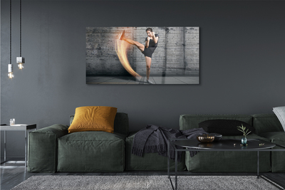 Pintura em vidro Mulher se exercitando