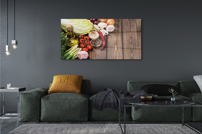 Pintura em vidro Azeite pimenta cebola alho