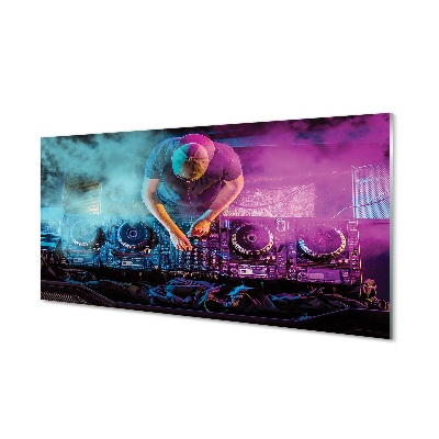 Quadro de vidro Console de DJ com luzes coloridas