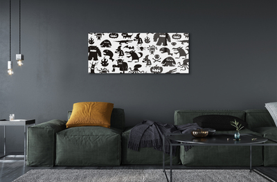 Pintura em vidro Criaturas pretas com fundo branco