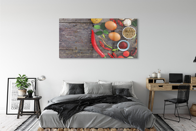 Quadro de vidro Folhas de berinjela e pimenta