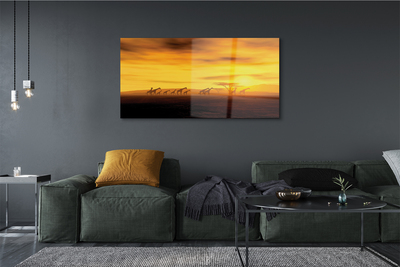 Pintura em vidro Girafa árvore nuvens céu