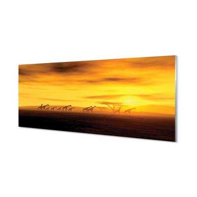 Pintura em vidro Girafa árvore nuvens céu