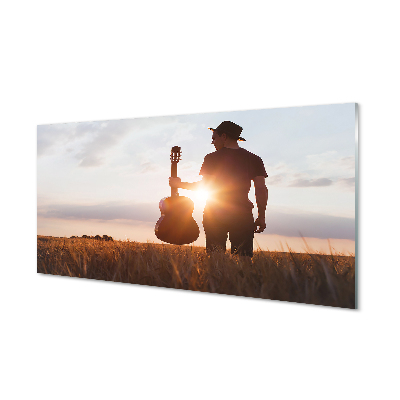 Pintura em vidro Homem da guitarra