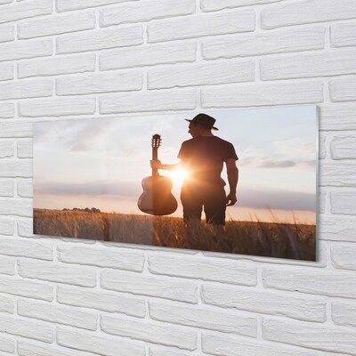 Pintura em vidro Homem da guitarra