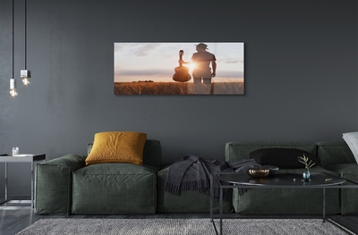 Pintura em vidro Homem da guitarra