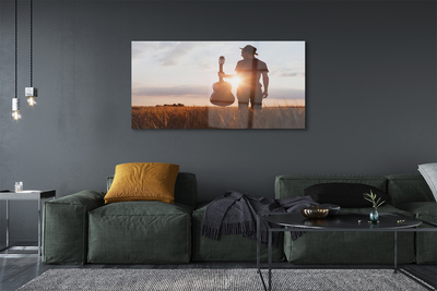 Pintura em vidro Homem da guitarra