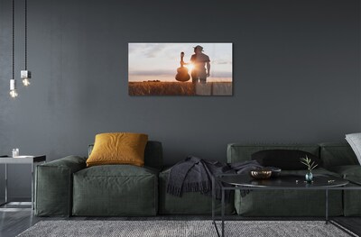 Pintura em vidro Homem da guitarra