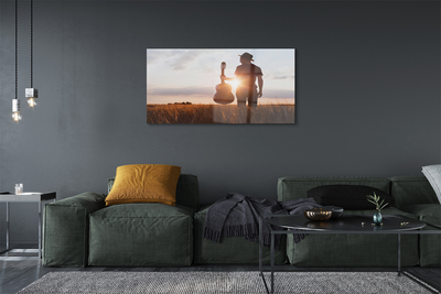 Pintura em vidro Homem da guitarra