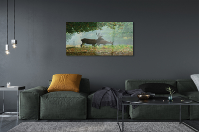 Pintura em vidro Outono na floresta de veados