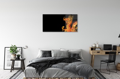 Pintura em vidro Dragão Dourado Japonês