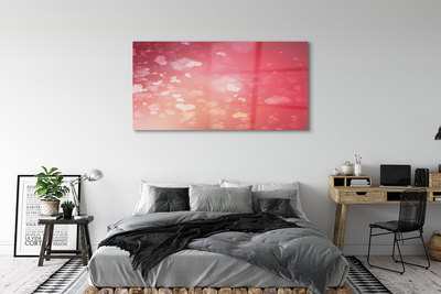Quadro de vidro Corações fundo vermelho