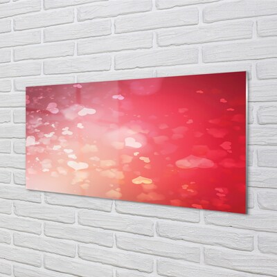 Quadro de vidro Corações fundo vermelho