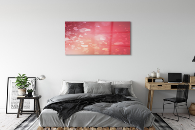 Quadro de vidro Corações fundo vermelho