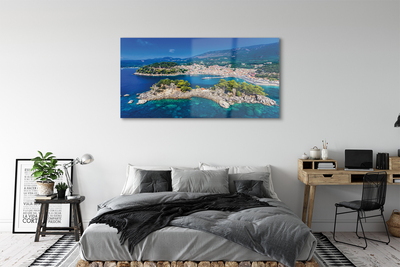 Quadro de vidro Panorama da cidade e mar da Grécia