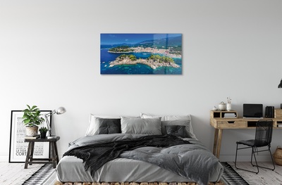 Quadro de vidro Panorama da cidade e mar da Grécia