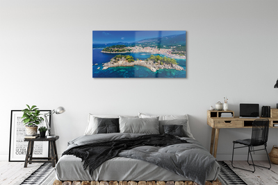 Quadro de vidro Panorama da cidade e mar da Grécia