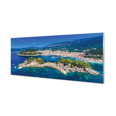 Quadro de vidro Panorama da cidade e mar da Grécia